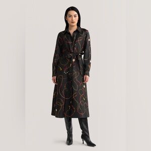 NEW LILYSILK Louisville Print Mulberry Silk Button Front Trench Dress $385 Sz S